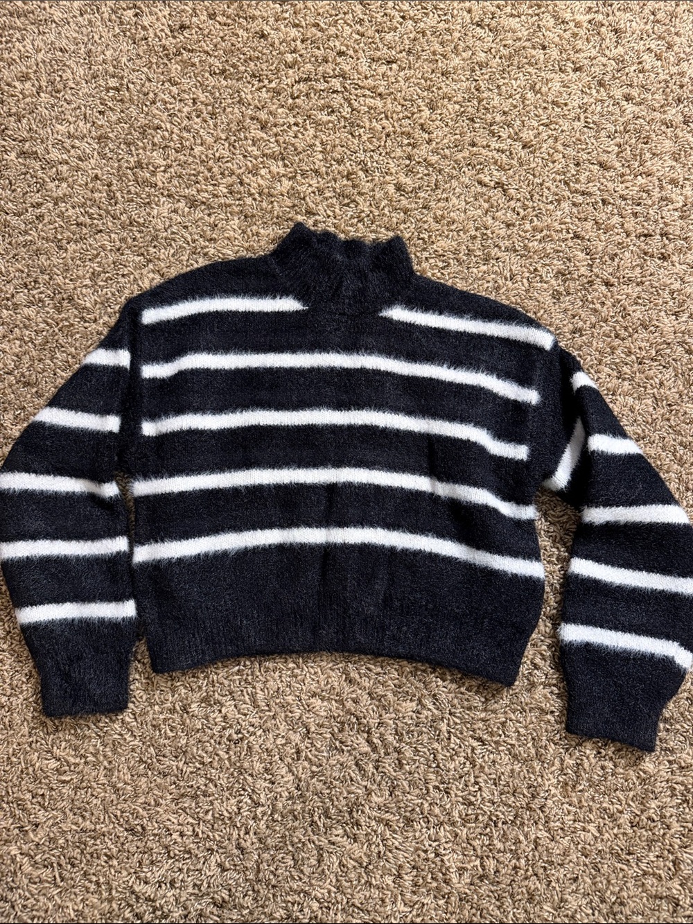 art class Black and White Striped Mock Neck Sweater